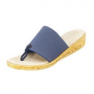 NEW CHARLESTON SHOE CO. women's iop wedge flip flop sandal in denim